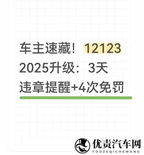 车主速藏！12123 2025升级：3天违章提醒+4次免罚-1