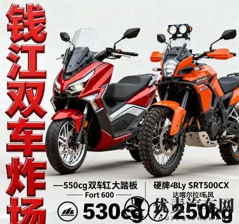 钱江双车炸场 550大踏板53匹+250kg 硬派ADV比凯越还轻 雅马哈慌了-1