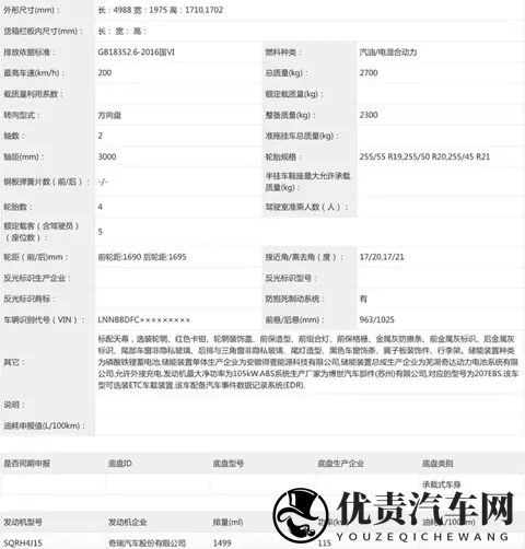 中大型SUV再添一猛将 星途ET7申报信息曝光-1