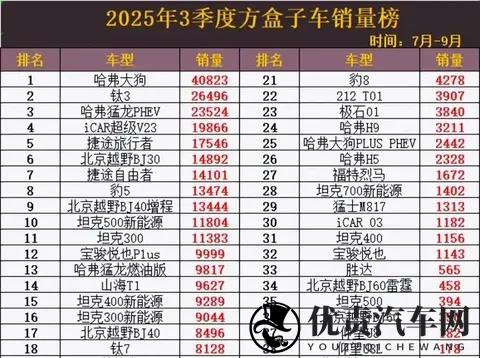 2025年Q3方盒子车销量出炉：谁在逆袭？谁已掉队？-3