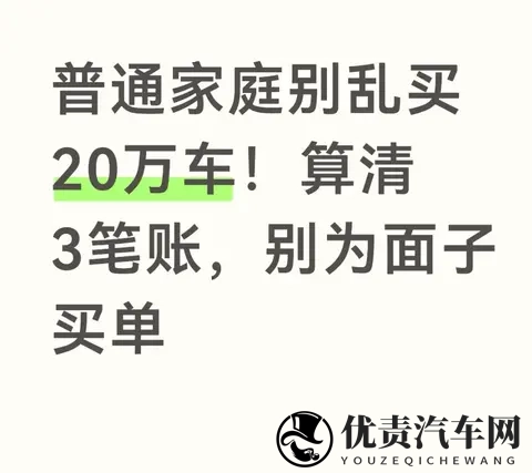 普通家庭别乱买20万车!算清3笔账,别为面子买单-1